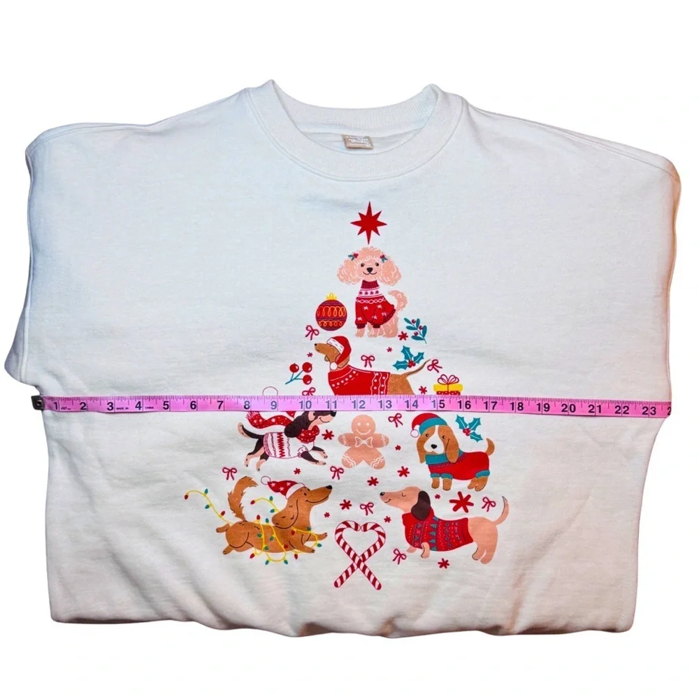 Dog Christmas Tree Sweatshirt • Holiday Puppies Graphic Cozy Crewneck - Picture 4 of 6